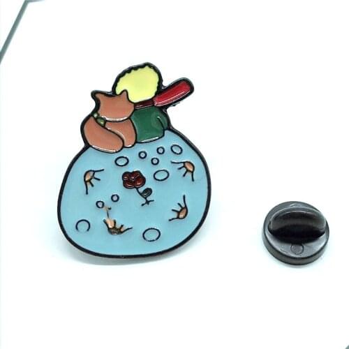 New little prince and his fox brooch Don't be a boring adult! Little princes rose classical cartoon fairy child cute brooch gif