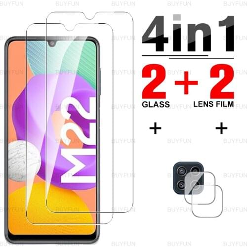 For Samsung M22 6.4inch HD front tempered glass For samsung galaxy m 22 samsun galax m 32 m32 32m screen protector camera film