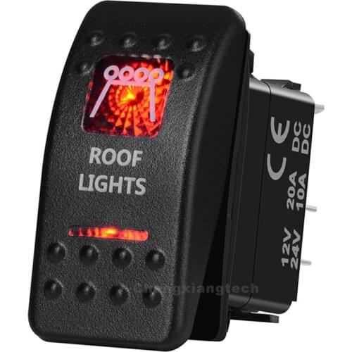Roof Lights Car Boat SPST Rocker Toggle Switch Red Led 5 Pins On Off 12V 20A 24V 10A for Carling ARB Narva 4x4 Style