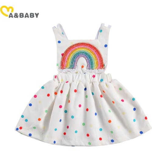 Ma&Baby 0-24M Summer Newborn Toddler Infant Baby Girls Rainbow Dress Sleeveless Tutu Dresses For Baby Girl Birthday