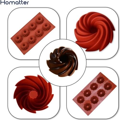 Homatter Silicone Chocolate Mold Swirl Shaped Cake Mold Cookie Candy Fondant Baking Mould Pastry Making Tray Decorating Tools