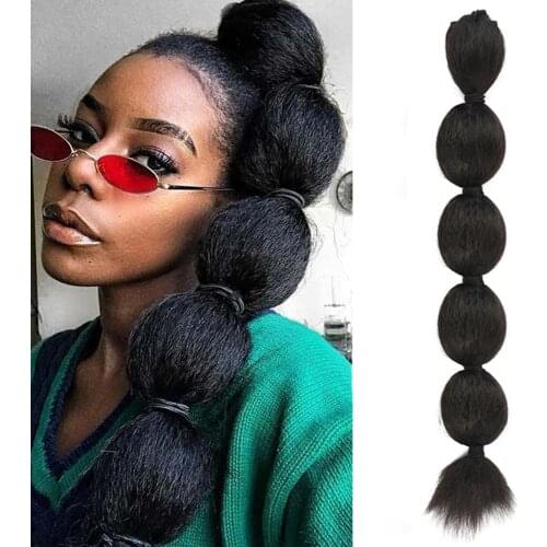 Synthetic Kinky Straight Hair Puff Bun Bubble Ponytail African American Wrap Drawstring Afro Puff Ponytail Hair Extensions
