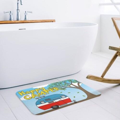 Funny Doormat Home Decor Welcome Large Mat Entrance Way Indoor/Bathroom/Kitchen Carpet Toilet Floor Area Rugs, Happy Camping Cut