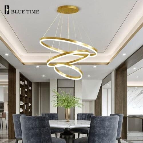 Modern Led Pendant Lights For Living room Dining room Kitchen Gold Circle Hanging Lamps Indoor Lighting Fixture Pendant Lamps