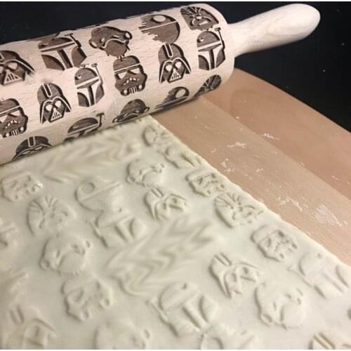 Embossed Rolling Pin Baking Cookies Noodle Biscuit Fondant Cake Dough Engraved Dinosaur Rolling Pin Kitchen Mom Gift