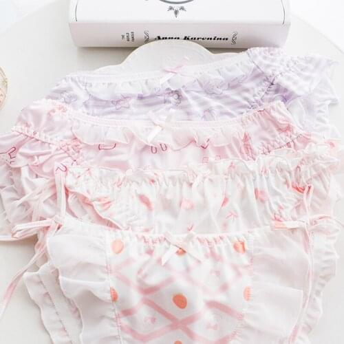 Japanese Kawaii Sweet Girl Panties Female Low Waist Cute Anime Printed Milk Silk Soft Girl Girl Pussy Pattern Fat Panties