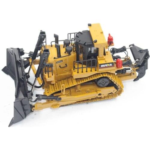 HUINA 1700 1:50 Die-Cast Alloy Heavy Bulldozer Engineering Truck Static Model Caterpillar Wheel Bulldozer Kids Educational Toy