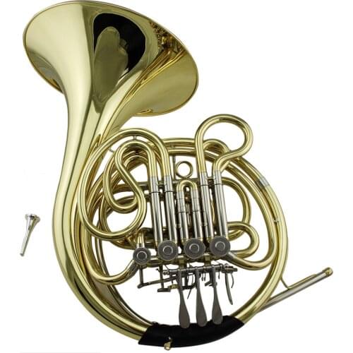 High quality Gold lacquer 4-key Double French Horn
