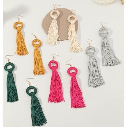 Womens Earrings Bohemian Multi-Color New Long Tassel Earrings Simple Fashion Ladies Banquet Wedding Jewelry Gifts 2021 Trend
