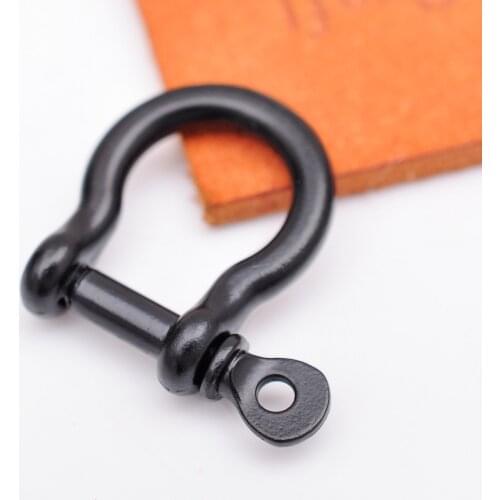 10 pcs 9mm Black Horseshoe Buckle U-Shaped Shackle Clasp Ring For Wallet Chain Keyring Key Pouch Belt Loop Bracelet Connector
