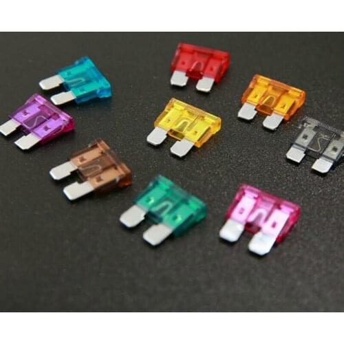 100/50Ps Profile Medium Size Blade Type Car Fuse Assortment Set Auto Car Truck 2.5/3/5/7.5/10/15/20/25/30/35A Fuse with Box Clip