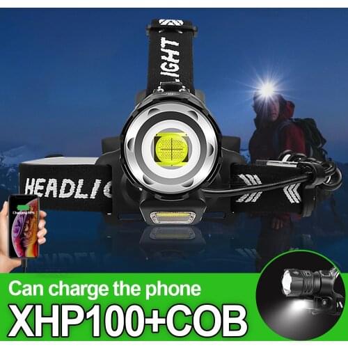 100000LM Headlamp High Powerful XHP160 LED Headlight 18650 Rechargeable Zooming Waterproof Head Lamp Hunting Fishing Head Torch