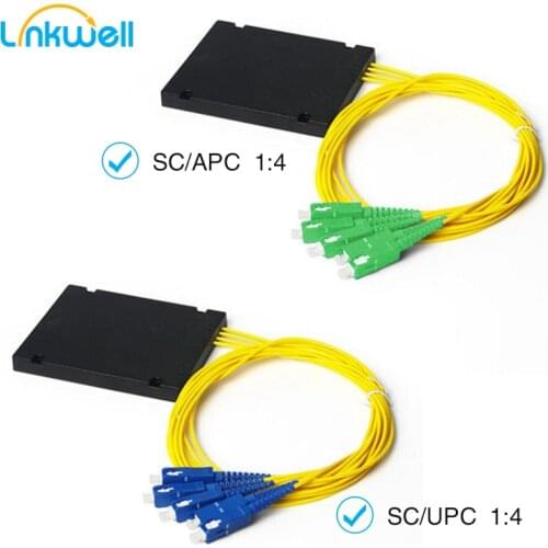 1x4 High Quality 1M SC APC SC UPC Type PLC Splitter, LC splitter box PLC ABS Fiber Optical Telecom Splitter Connector box 1:4