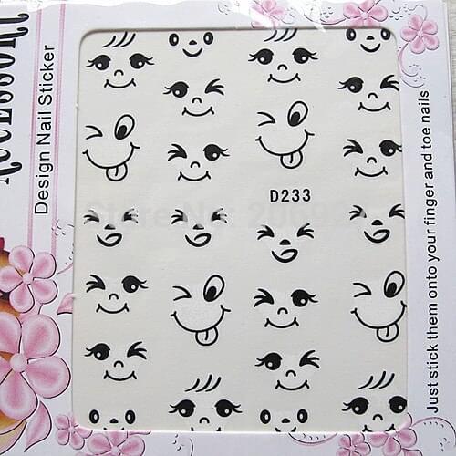 2PCS D233-BLACK Nail Art Water Decal Nail Water Transfer Sticker