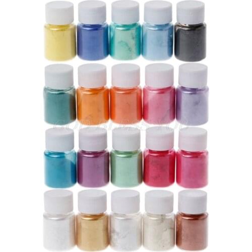 20 Colors Mica Powder Epoxy Resin Dye Pearl Pigment Natural Mica Mineral Powder Handmade Soap Coloring Powder Drop Shipping