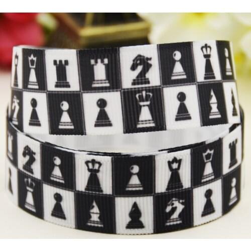 22mm 25mm 38mm 75mm Chess Cartoon printed Grosgrain Ribbon party decoration 10 Yards X-03939