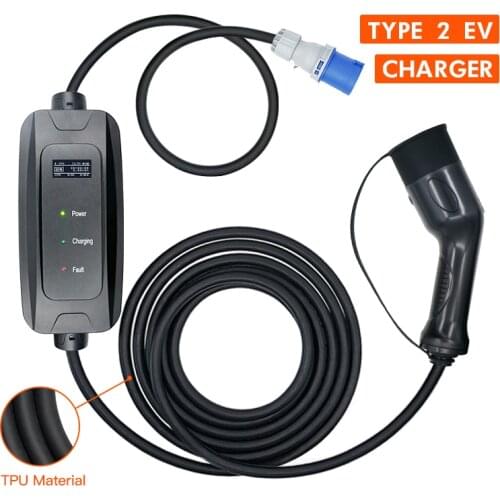 32A Fast Charging Electric Vehicle Portable Charger Type 2 Connector EV Charger Level 2 NEMA6-50 Plug