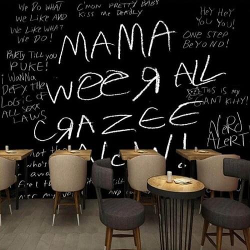 3D photo wallpaper Black white English mural bar coffee shop background wall paper custom home decoration painting