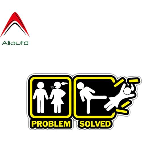 Aliauto Funny Annoying Wife Girlfriend Problem Solved Car Sticker PVC Decal for Chevrolet Tesla Honda Hyundai Kia Lada,13CM*6CM