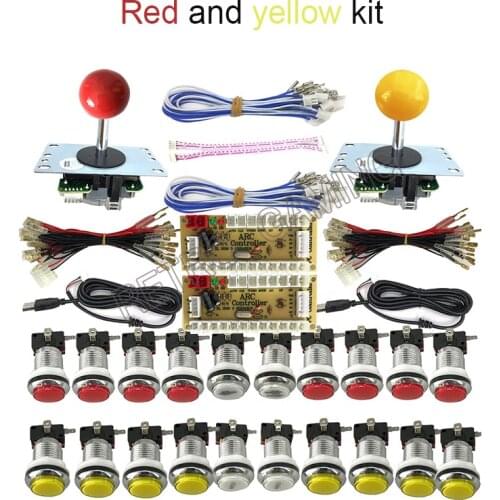 Zero Delay USB Encoder Arcade Cabinet Diy Kit 5Pin Sanwa Joystick 33mm Chrome 5V Led Push Button 2 Players to PC / Raspberry Pi