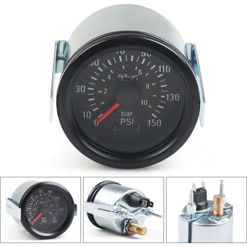 2" 52mm 0-10 Bar/0-150PSI Oil Press Gauge Mechanical Oil Pressure Gauge 12V Yellow Light Car Meter With Sensor NPT1/8