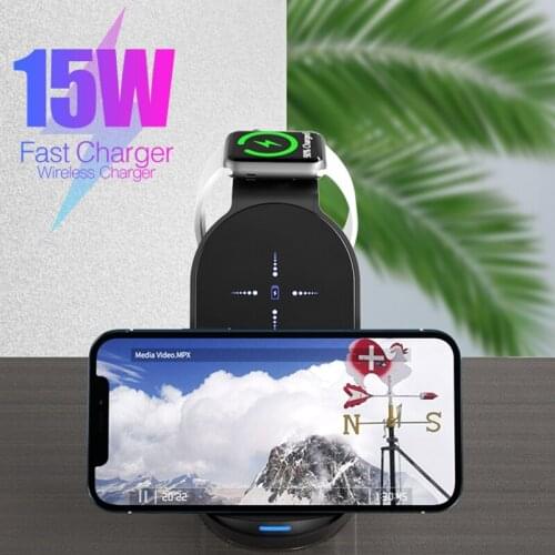 3 in 1 Qi Wireless Charger Universal Mobile Phone 15W Quick Charger Stand For Apple Airpods Watch 6 5 4 For iPhone 12 11 Pro Max