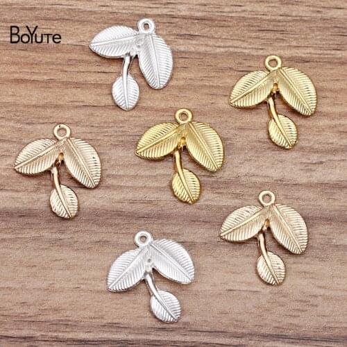 BoYuTe Wholesale (50 Pieces/Lot) Metal Alloy 23*26MM Leaf Branch Pendant Charms Diy Hand Made Jewelry Accessories