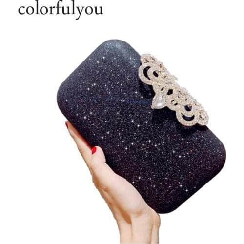 Ladies Clutch Evening Bags Crown diamond Buckle Clutch Purse Solid Handbag For Wedding Diamonds Women Purse Mini Evening Bags