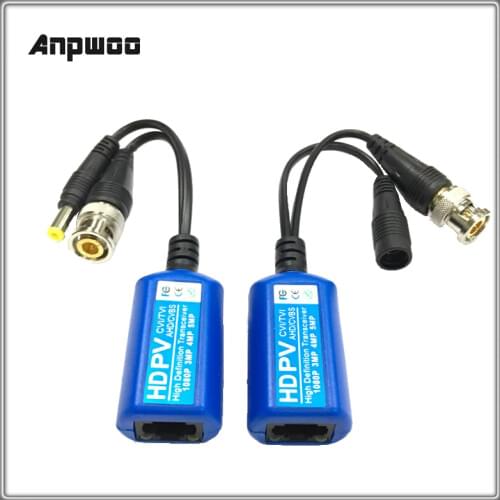 For 2MP 3MP 4MP Anpwoo 215PV 200M Range For HD CVI/AHD/TVI Twisted BNC CCTV Passive Transceivers Cat5 CCTV UTP Video Balun IPC