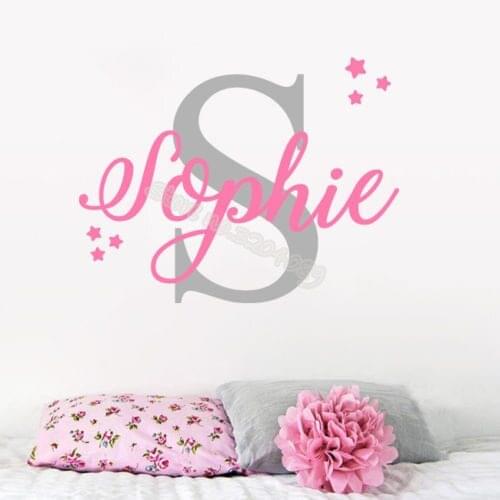 Girls initial Custom Name wall decal Many little Stars Art Word Decals Home Decor For Kids Baby Room Nursery Self-adhesive EA922