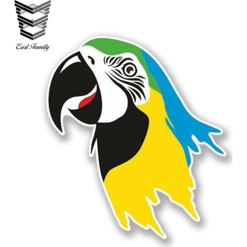 EARLFAMILY 13cm x 8cm Parrot Sticker Car Bike iPad Laptop Guitar Decal Bird Tropical Island Personality Reflective Car Sticker