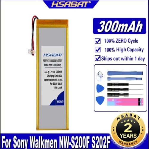 HSABAT NW-S200F 300mAh Battery for Sony Walkmen NW-S200F S202F S203F S204F S205F MP3 Batteries