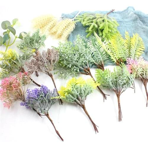 6pcs Artificial plant for Scrapbooking pine needles for Home Wedding Decoration Fake Flowers Diy Handmade Christmas Garland