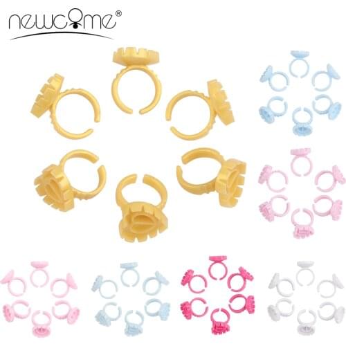 NEWCOME 50/100Pcs Disposable Eyelash Extension Glue Rings,Eyelash Extension Glue Holder Holder glue container Makeup Tool