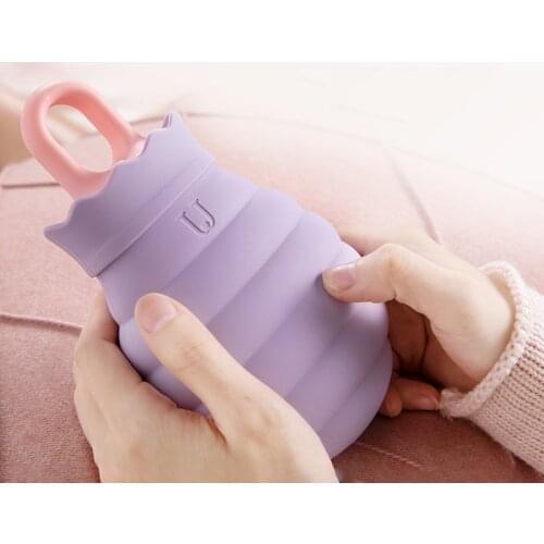 Colorful Mini Cute Hand Warmer with Knit Cover Girls Portable Small Silicone Hot Water Bag Explosion-proof Safe Water Warmer