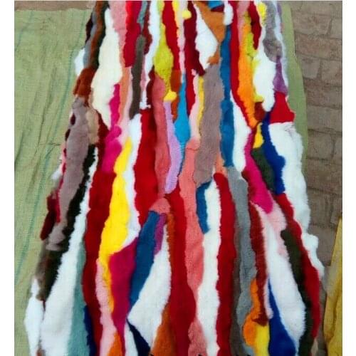 Rex rabbit multicolour patchwork plates clothes fabric clothes rex rabbit skin DIY material parka lining girl jacket