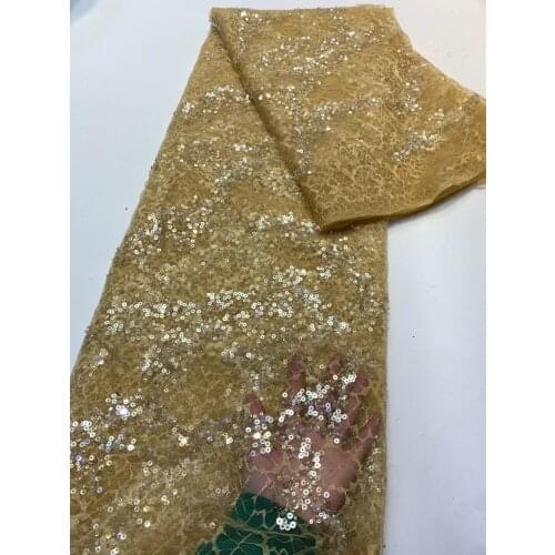 African Sequin Lace Fabric 2021 French Tulle Lace Fabric Handmade Bead Embroidery Mesh Wedding Dress Sewing Fabric ZX4646
