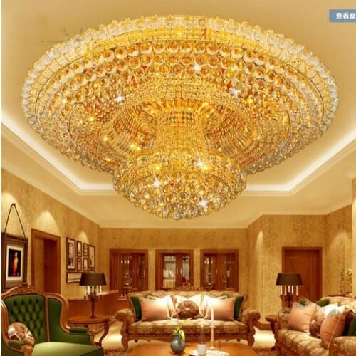 L Lamp living room headlights round crystal lamp LED bedroom hall ceiling lamp European chandelier luxury atmosphere home