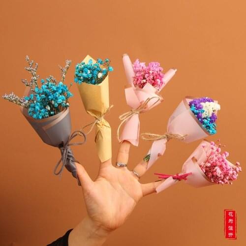 Ins mini korean dried flower bouquet small bouquet of gypsophila forget-me-not diy thumb bouquet shooting props home accessories
