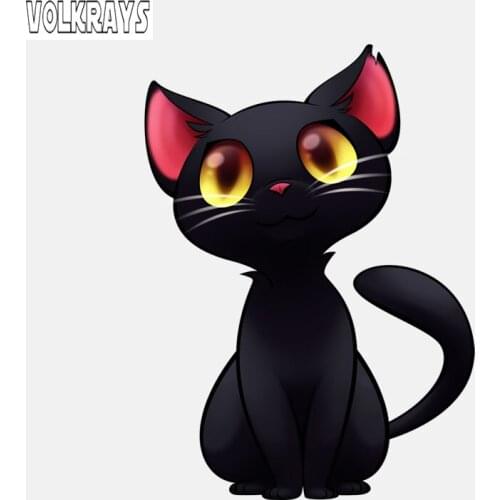 Volkrays Lovely Car Sticker Witch Cat Halloween Accessories Waterproof PVC Decal for Opel Insignia Jaguar Honda Accord,16cm*12cm