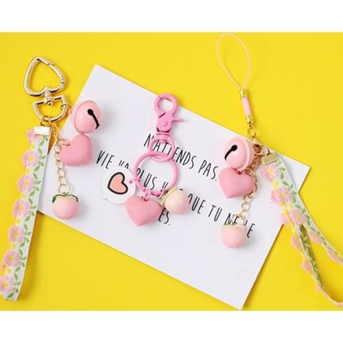 Sweet Cute Keychains Car Keys Key Chains Bag Decor ins 3D Peach Lanyards Pendant Charms for Airpods for Samsung Galaxy Buds Gift