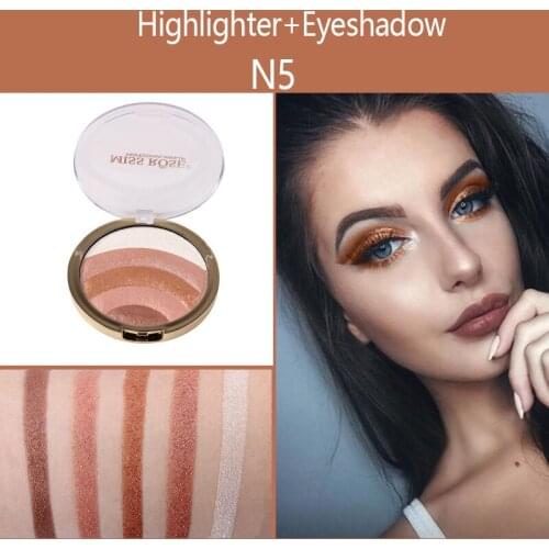 Miss rose baked highlighter powder 5colors in one palette red gold brown pigment waterproof contouring makeup highlighter MS173