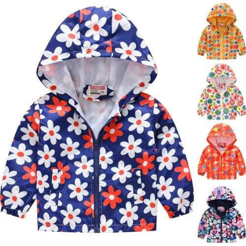 Fashion Toddler Infant Kids Baby Girls Boys Zipper Long Sleeve Cartoon Printed Windbreaker Jacket Hooded Coat Tops Outerwear#p4