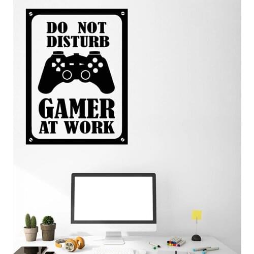 Wall Decal Playroom Rule Warning Do Not Disturb Gamer at Work Quotes Game Joystick Boys Bedroom Home Decor Vinyl Stickers Q869