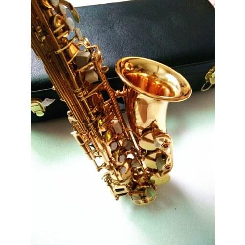 New Arrival Real Picture Shooting Eb Alto Saxophone Brass Gold Lacquer Music Instrument E-Flat Sax With Hard Case Accessories