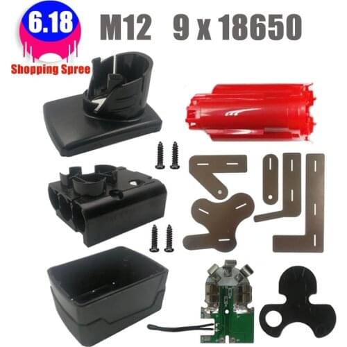 New 9 X 18650 M12 Li-ion Battery Plastic Case PCB Protection Circuit Board For Milwaukee 12V 9.0Ah 48-11-2411 Box Housing Shell