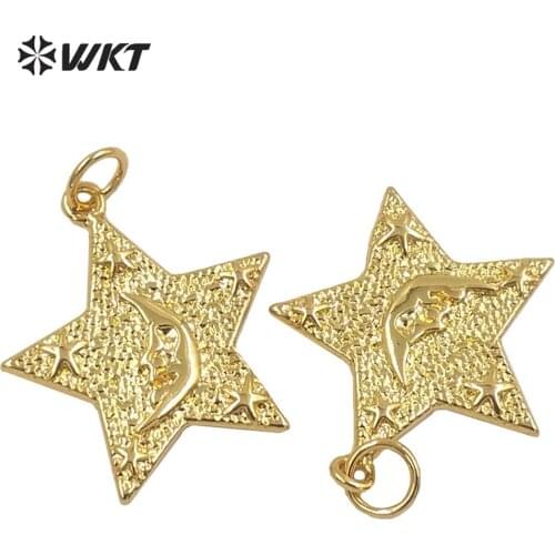 WT-MP212 Wholesale Most popular full gold electroplated metal Sun and Star pendant Women Purity moon pendant