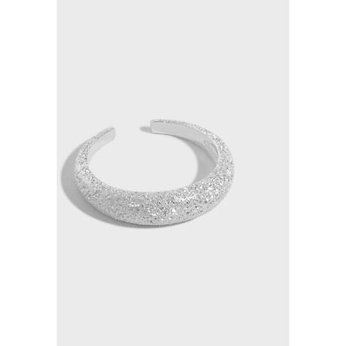 1pc 3mm 5mm INS Authentic S925 Sterling Silver FINE Jewelry Gold /White Glitter rounded Dome Band Wider ring adjust TLJ1621