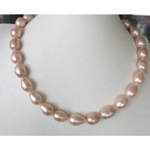 Elegnat 8-9mm south sea baroque gold pink pearl necklace 18inch 14k