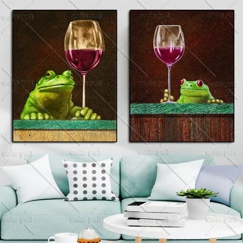 Full Square round Diamond Painting Frog drinking wine glass 5D Diamond Embroidery sale Mosaic Handmade New Arrival Home Decor.jp